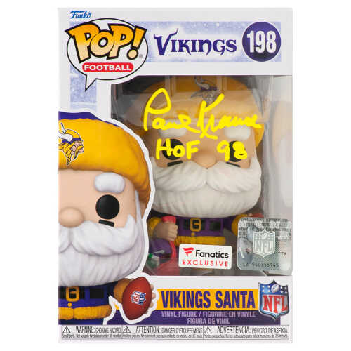 Paul Krause Signed Minnesota Vikings 'SANTA' Funko Pop Doll #198 w/HOF'98