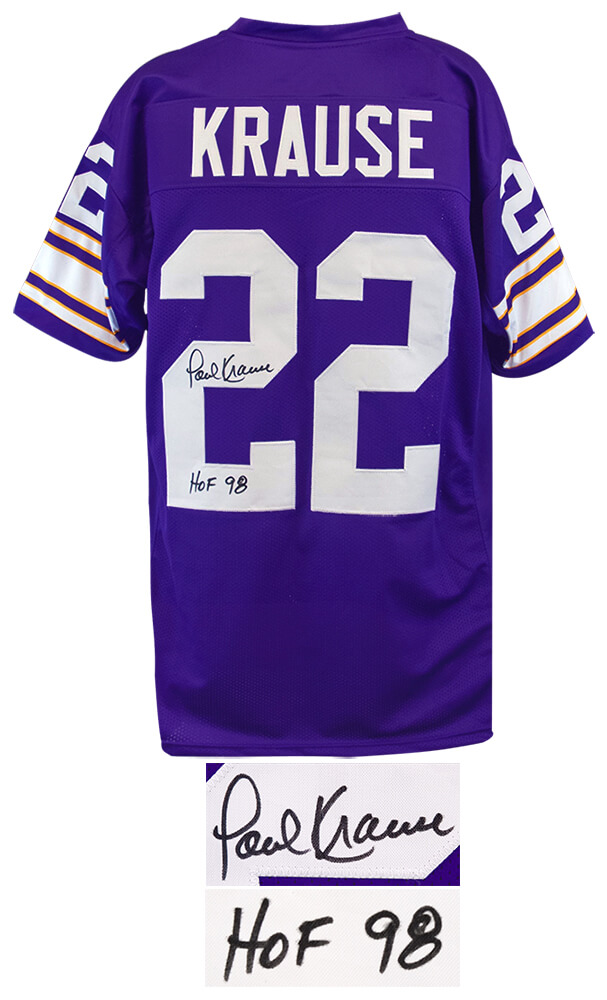 Paul Krause Signed Minnesota Throwback Purple Custom Jersey with