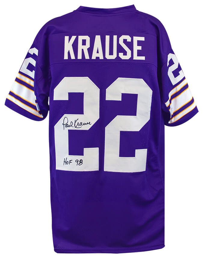 Paul Krause Signed Purple Custom Throwback Football Jersey w/HOF