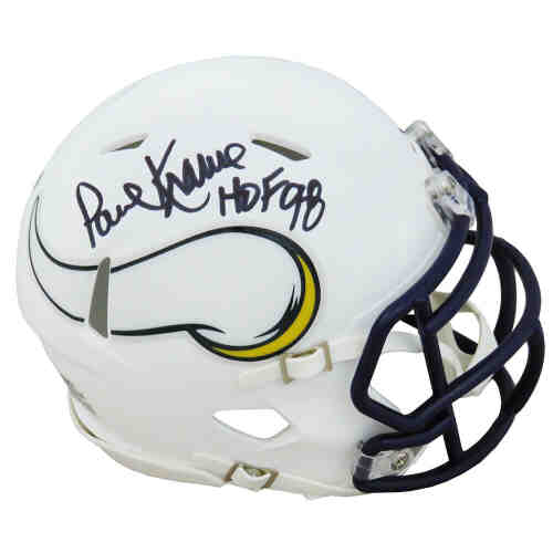 Paul Krause Signed Minnesota Vikings Flat White Matte Riddell Speed Mini Helmet w/HOF'98