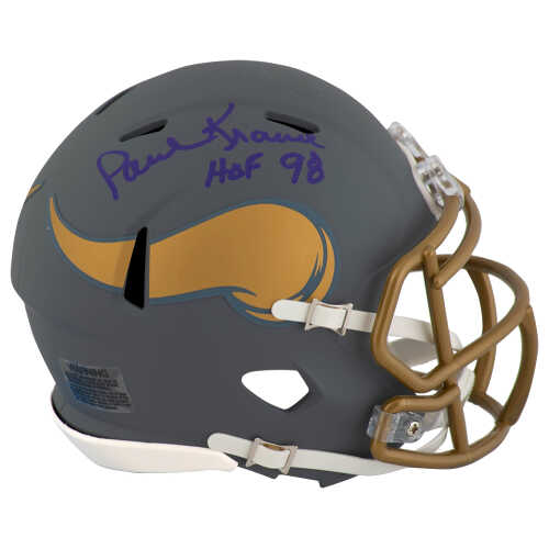 Paul Krause Signed Minnesota Vikings SLATE Riddell Speed Mini Helmet w/HOF'98