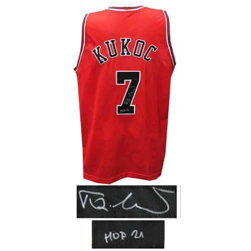 Toni Kukoc Signed Red Custom Basketball Jersey w/HOF'21 - Image 2