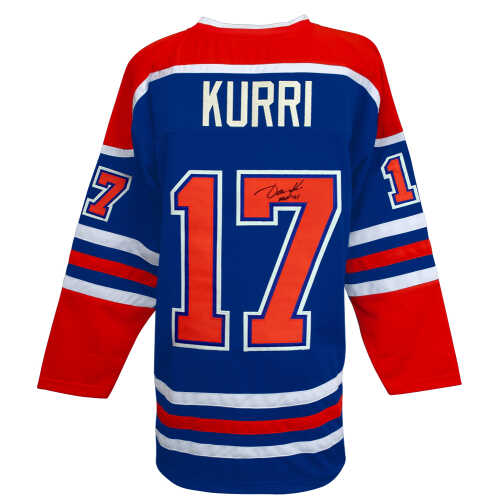 Jari Kurri Signed Blue Throwback Custom Hockey Jersey w/HOF'01