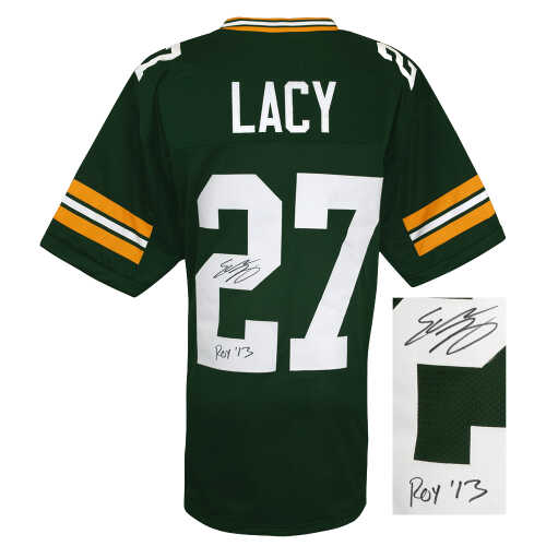 Eddie Lacy Signed Green Custom Football Jersey w/ROY'13 - Image 2