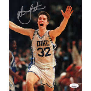 Christian Laettner Signed Duke The Shot Celebration Arms Raised 8x10 Photo - (JSA)