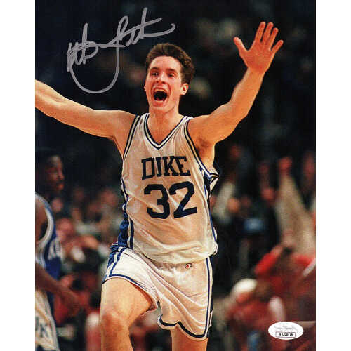 Christian Laettner Signed Duke The Shot Celebration Arms Raised 8x10 Photo - (JSA)