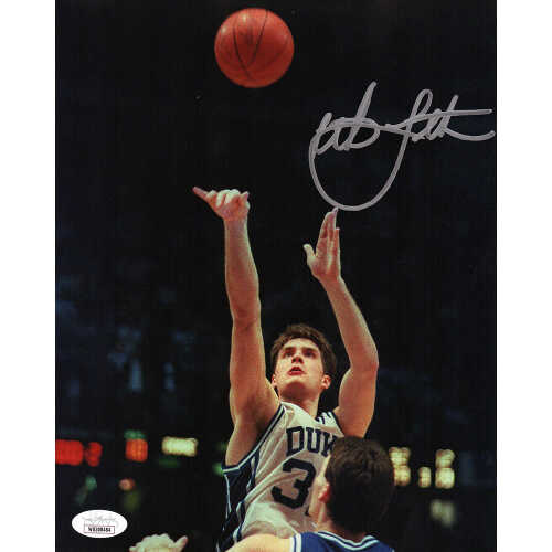 Christian Laettner Signed Duke The Shot Close Up 8x10 Photo - (JSA)