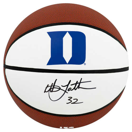 Christian Laettner Signed Duke Blue Devils Logo Brands White Logo Basketball