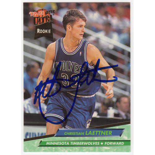 Christian Laettner Signed Minnesota Timberwolves 1992-93 Fleer Ultra Rookie Basketball Card #304