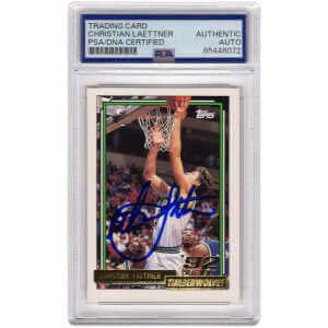 Christian Laettner Signed Timberwolves 1992-93 Topps GOLD Rookie Basketball Card #334 - (PSA Encapsulated)