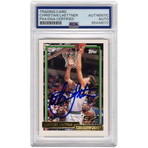Christian Laettner Signed Timberwolves 1992-93 Topps GOLD Rookie Basketball Card #334 - (PSA Encapsulated)