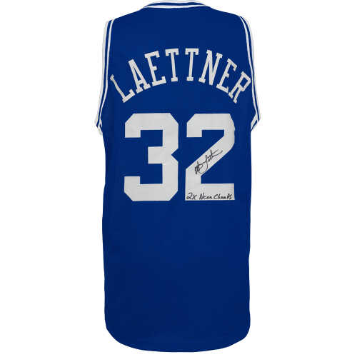 Christian Laettner Signed Blue Custom College Basketball Jersey w/2x NCAA Champs