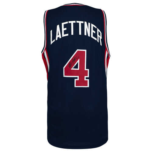 Christian Laettner Signed USA Navy Custom Basketball Jersey