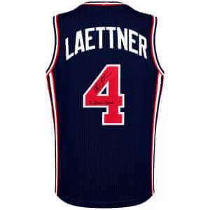 Christian Laettner Signed USA Navy Custom Basketball Jersey w/1992 Dream Team