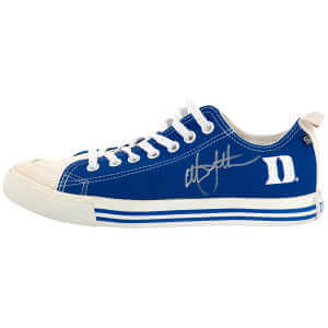 Christian Laettner Signed Duke SKICKS White & Blue Shoe - (Right Foot)