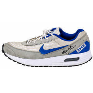 Christian Laettner Signed Duke Nike Air Max Blue & Grey Shoe - (Left Foot)