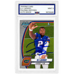 DJ Lagway Signed 2024 Bowman Chrome (1st Bowman) Football Trading Card #63 - (PSA - Auto Grade 9)