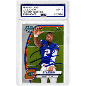 DJ Lagway Signed 2024 Bowman Chrome (1st Bowman) Football Trading Card #63 - (PSA Encapsulated - Auto Grade 10)
