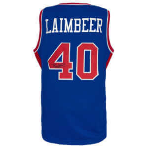 Bill Laimbeer Signed Blue Custom Basketball Jersey