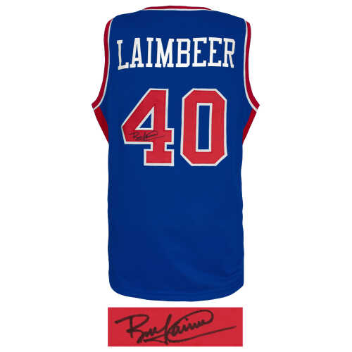 Bill Laimbeer Signed Blue Custom Basketball Jersey - Image 2
