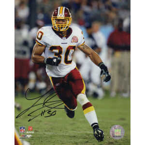 LaRon Landry Signed Washington Football Team White Jersey Action 8x10 Photo
