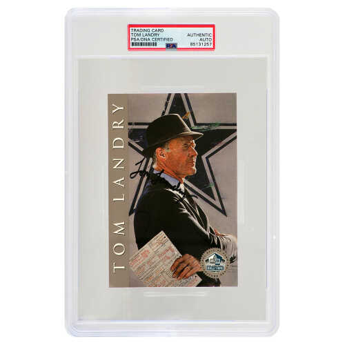 Tom Landry Signed Pro Football Hall of Fame Signature Series 4x6 Card - (PSA Encapsulated)