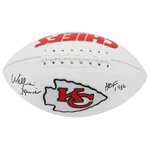 Willie Lanier Signed Kansas City Chiefs White Logo Football w/HOF'86