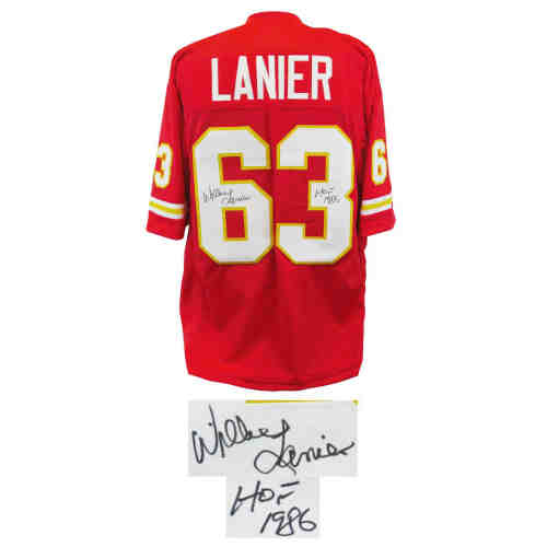 Willie Lanier Signed Red Throwback Custom Football Jersey w/HOF'86