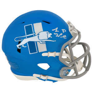 Sam LaPorta Signed Detroit Lions 2023 Alternate Blue Riddell Speed Mini Helmet - (Beckett)