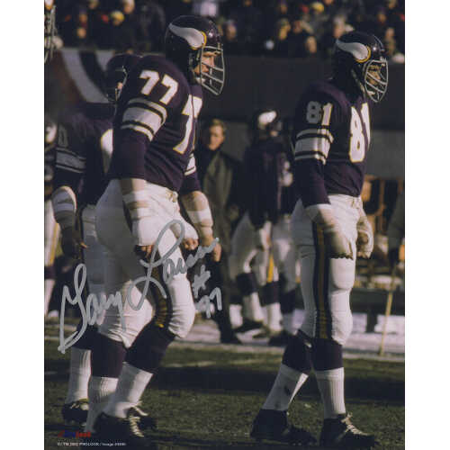 Gary Larsen Signed Vikings Purple Jersey With Carl Eller 8x10 Photo