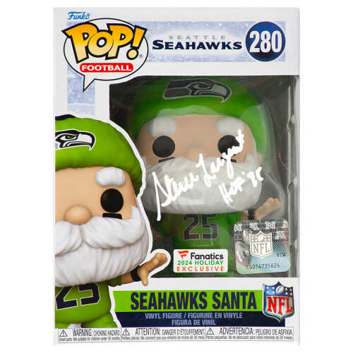 Steve Largent Signed Seattle Seahawks SANTA Funko Pop Doll #280 w/HOF'95