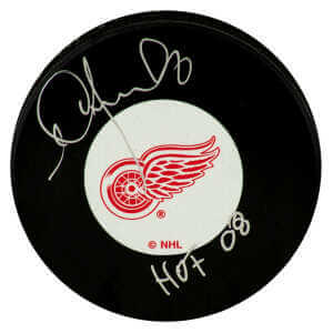 Igor Larionov Signed Detroit Red Wings Logo Hockey Puck w/HOF'08