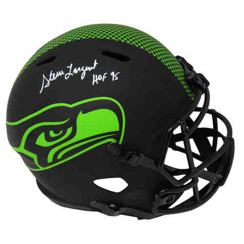 Steve Largent Signed Seattle Seahawks Eclipse Black Matte Riddell Full Size Speed Replica Helmet w/HOF'95