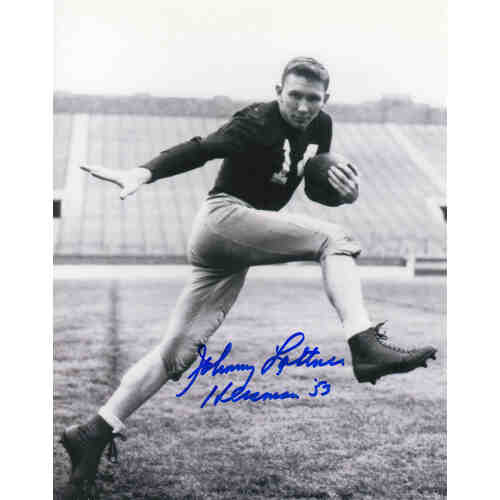 Johnny Lattner Signed Notre Dame Pose B&W 8x10 Photo w/Heisman'53