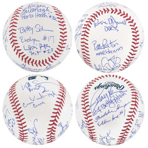 A League Of Their Own (Rockford Peaches) Cast Signed Rawlings Official MLB Baseball (11 Signatures - w/Character Names) - Image 2