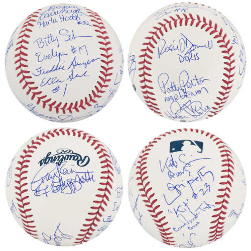 A League Of Their Own (Rockford Peaches) Team Signed Rawlings MLB Baseball (11 Signatures - w/Character Names) - Image 2