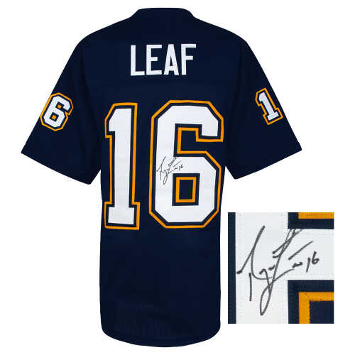 Ryan Leaf Signed Navy Throwback Custom Football Jersey - Image 2