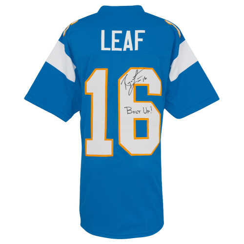 Ryan Leaf Signed Powder Blue Custom Football Jersey w/Bolt Up