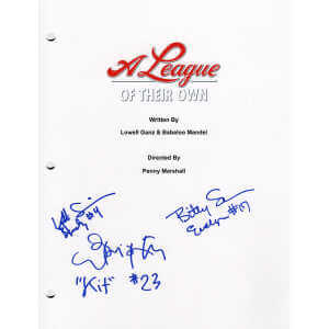 Lori Petty, Bitty Schram & Kelli Simpkins Signed A League Of Their Own Movie Script Cover Page w/Character Names