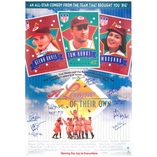 A League Of Their Own (Rockford Peaches) Cast Signed 27x40 Full Size Movie Poster (11 Signatures - w/Character Names)