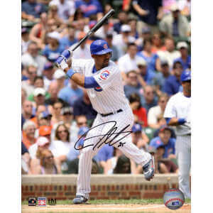 Derrek Lee Signed Chicago Cubs White Jersey Batting 8&times;10 Photo