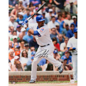 Derrek Lee Signed Chicago Cubs White Jersey Batting 16x20 Photo