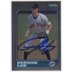 Derrek Lee Signed Padres 1997 Bowman Chrome Baseball Card #200