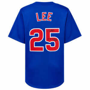 Derrek Lee Signed Blue Custom Baseball Jersey w/05 NL Batting Champ