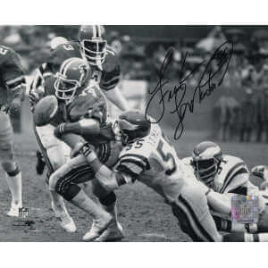 Frank LeMaster Signed Philadelphia Eagles B&W Tackle Action vs Falcons 8x10 Photo