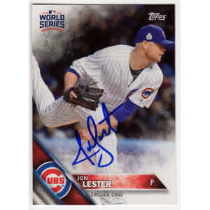 Jon Lester Signed Chicago Cubs 2016 Topps World Series Champions Baseball Card #WS17