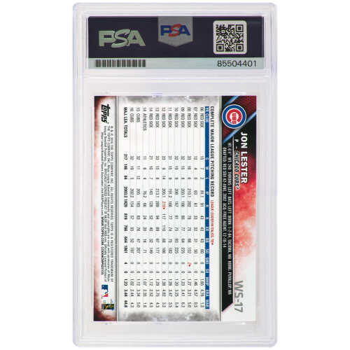 Jon Lester Signed Chicago Cubs 2016 Topps World Series Champions Baseball Card #WS17 - (PSA Encapsulated) - Image 2