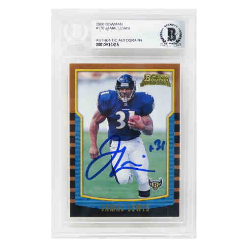 Jamal Lewis Signed Baltimore Ravens 2000 Bowman Rookie Card #170 - (Beckett Encapsulated)