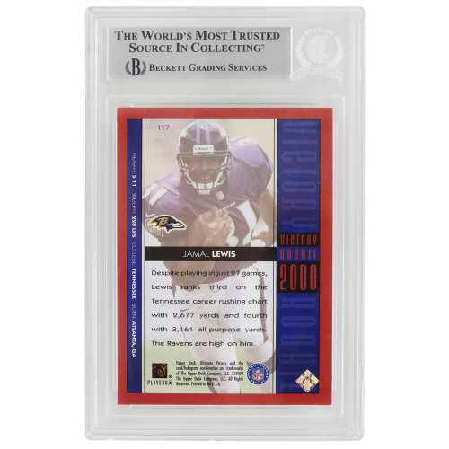 Jamal Lewis Signed Baltimore Ravens 2000 Upper Deck Victory Rookie Football Card #117 - (Beckett Encapsulated) - Image 2