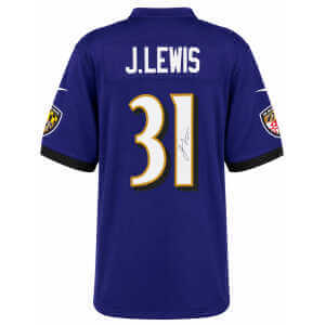 Jamal Lewis Signed Baltimore Ravens Purple Nike Replica Football Jersey